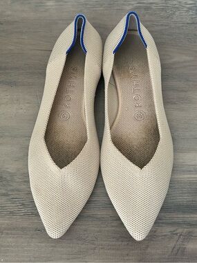 The Rothy's The Point Shoes Knit Ballet Flats Shoes Slip On Women's 9 Nude Ecru